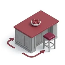 Kitchen island addition with added prep space and seating