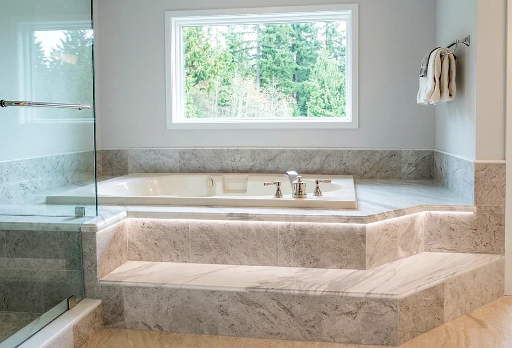 Bellevue bathroom remodel with walk-in shower and large tub
